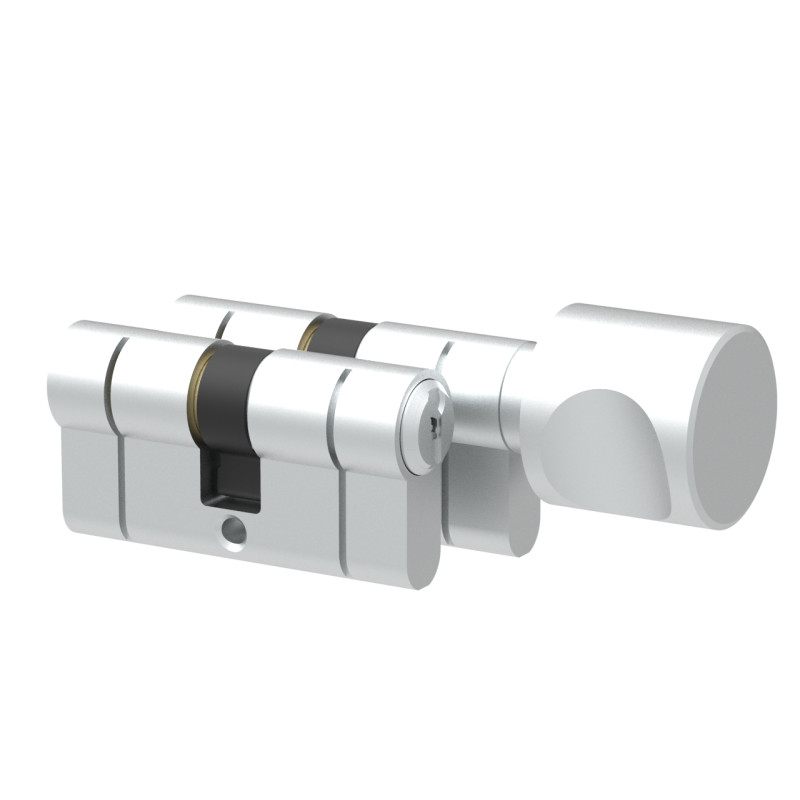 Komplet wkładek Łucznik D profil E8 30-45 gałka MF1 od 45 satyna